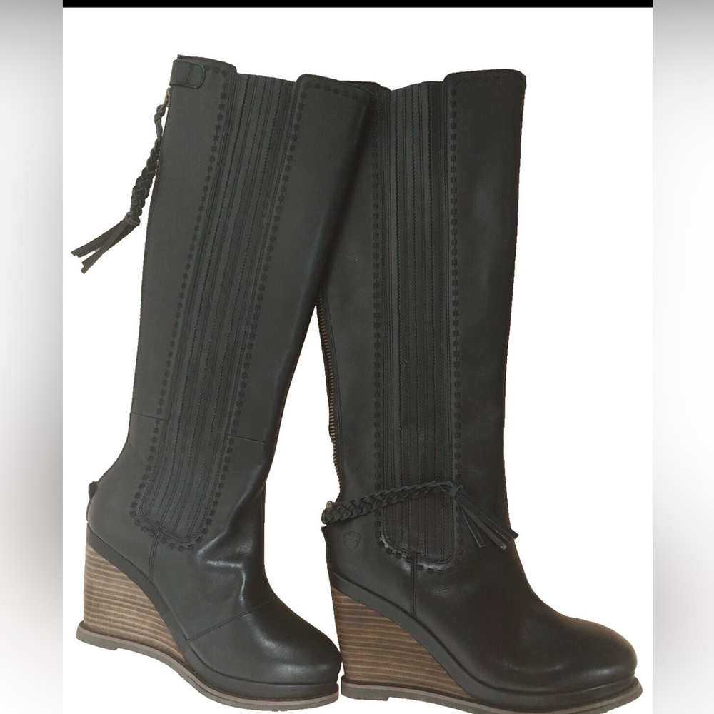 Ariat Ryman Tall Leather Wedge Boots 8